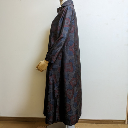 m*定様 着物リメイク♪ 大島紬　ふんわりワンピース　MーL 総裏地付　秋冬コー 着物リメイク ワンピース 大島紬M〜L ワンピース さらあお 通販