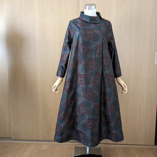 SOLD 着物リメイク ワンピース 大島紬 MーL ワンピース さらあお