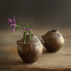 アラジン花器 /小（金マット＆トルコ）花器 1枚目の画像