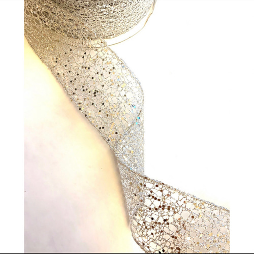 キラキラリボン シルバーリボン サッシュベルト 結婚式 ブーケ