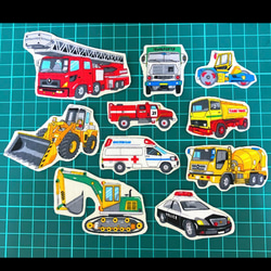 ❁︎10枚❁︎ はたらくくるま  働く車　消防車　ワッペン　アイロンワッペン  布ワッペン 2枚目の画像