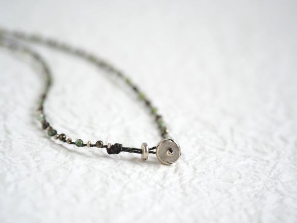 -green Tourmaline・Pyrite- braid pendant 4枚目の画像