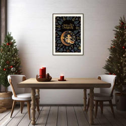 北欧風幻想アート『星降る夜のエンジェル』クリスマスポスター - 高級感あふれるクリスマス雑貨 3枚目の画像