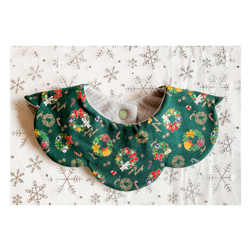 クリスマス スタイ リバーシブル リース柄×ぽこぽこWガーゼ スタイ