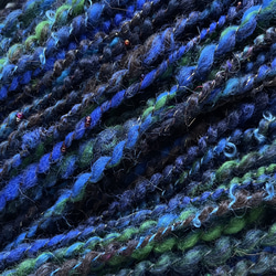手紡ぎ毛糸〜 双糸 ダークブルー　90g　1カセでミニマフラー　B-10　 2枚目の画像