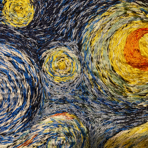 模写 ゴッホ「星月夜」横振刺繍 額縁外側A3サイズ その他アート
