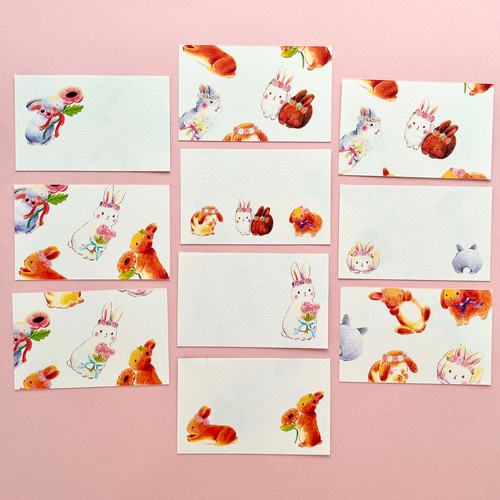 手書きサンキューカード　サンクスカード　31枚　花うさぎ 手書きサンキューカード サンクスカード 31枚 花うさぎ