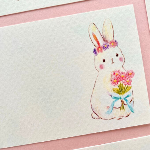 お花うさぎさんのメッセージカード（10枚入） メッセージカード