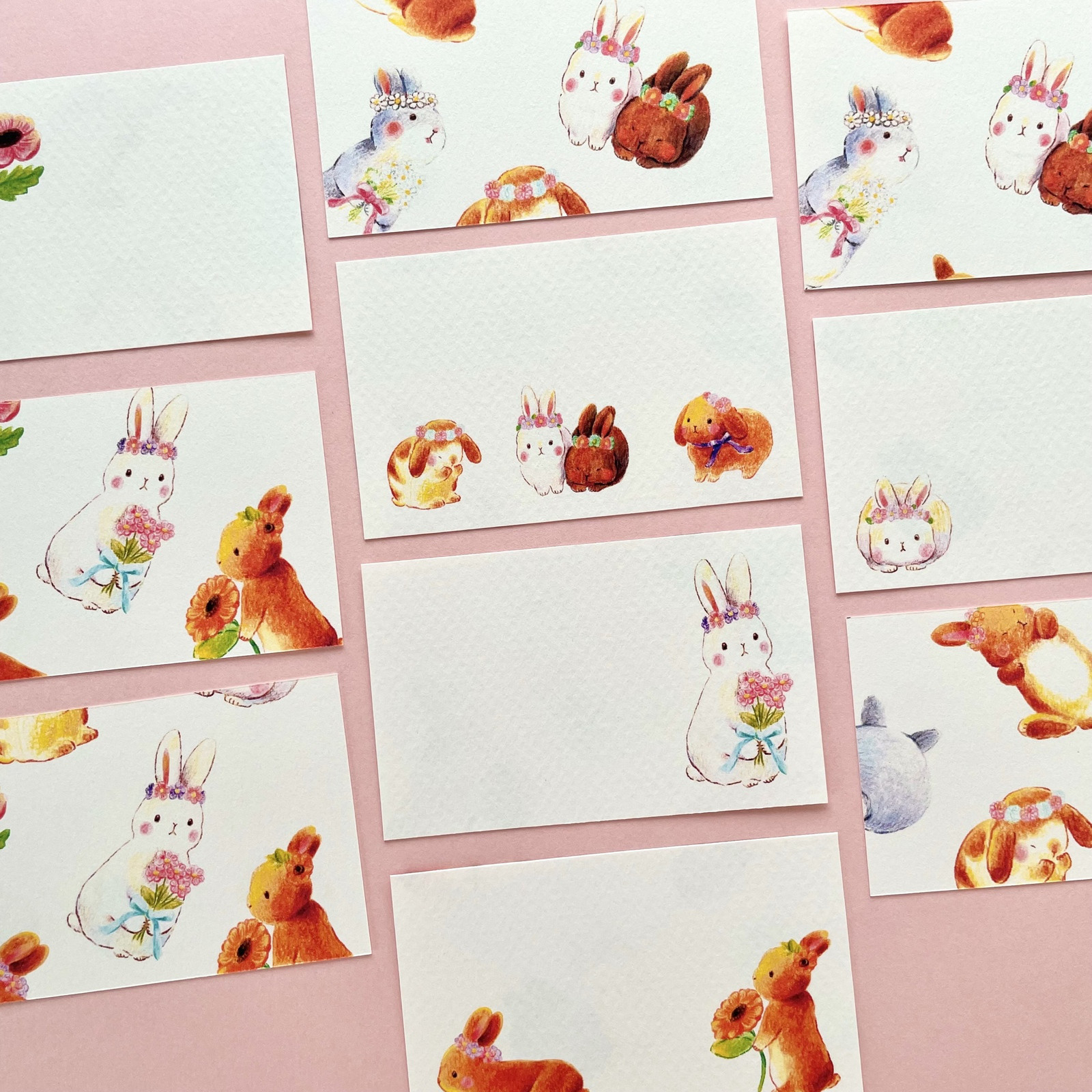 手書きサンキューカード　サンクスカード　31枚　花うさぎ 手書きサンキューカード サンクスカード 31枚 花うさぎ