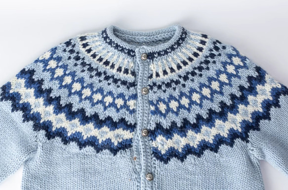 ノルディック求心柄セーター　カーディガン 　手編み　ウール100％　 8枚目の画像