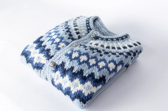 ノルディック求心柄セーター　カーディガン 　手編み　ウール100％　 9枚目の画像