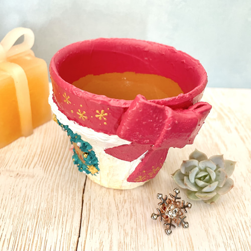 リメイク鉢【クリスマスリース】2.5号鉢❄️リメ鉢❄️クリスマス