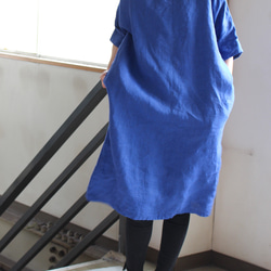 蝙蝠袖連身裙薩克斯藍（藤吉田染色） 第11張的照片