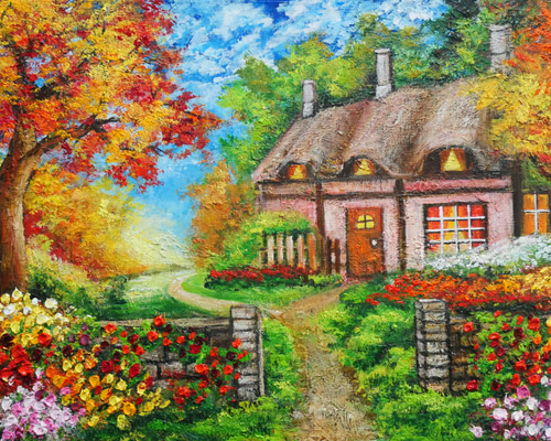 油絵 絵画 【おとぎの国の秋】 油絵 絵画 【おとぎの国の秋】 絵画 HR 通販 16813261｜Creema