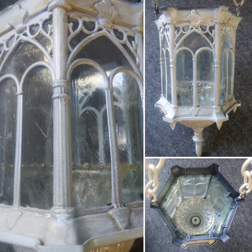 アメリカン ヴィンテージ キャンドルホルダー ２脚組 鉄ガラス工芸、レア アンティーク雑貨 ハンギングホルダー② ガラスホルダー キャンドル