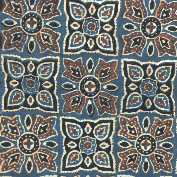 【50cm單位】Ajrak A Blue ② 印度手工塊印花布料棉 第2張的照片