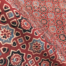 [50公分單位] Ajrak B 紅色印度手工版畫布料棉質 第6張的照片