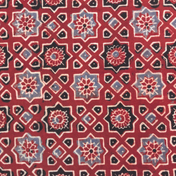 [50公分單位] Ajrak B 紅色印度手工版畫布料棉質 第2張的照片