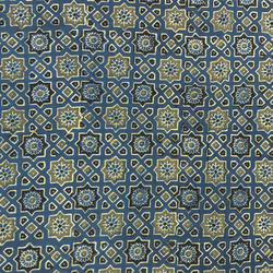 【50cm單位】Ajrak B藍色①印度手工塊印花布料棉 第3張的照片