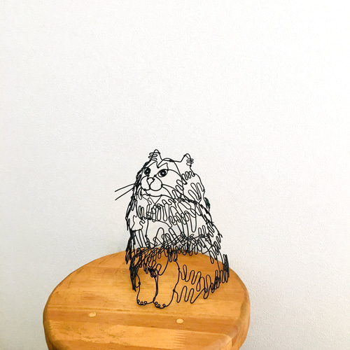 専用出品☆ワイヤーアート ワイヤークラフト 猫 ねこ ネコ 立体