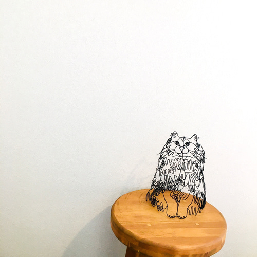 専用出品☆ワイヤーアート ワイヤークラフト 猫 ねこ ネコ 立体