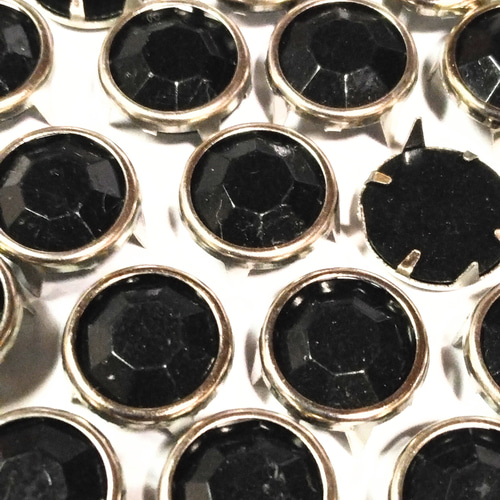 スタッズ レザークラフト ラインストーン10ミリ 黒 100個セット 送料