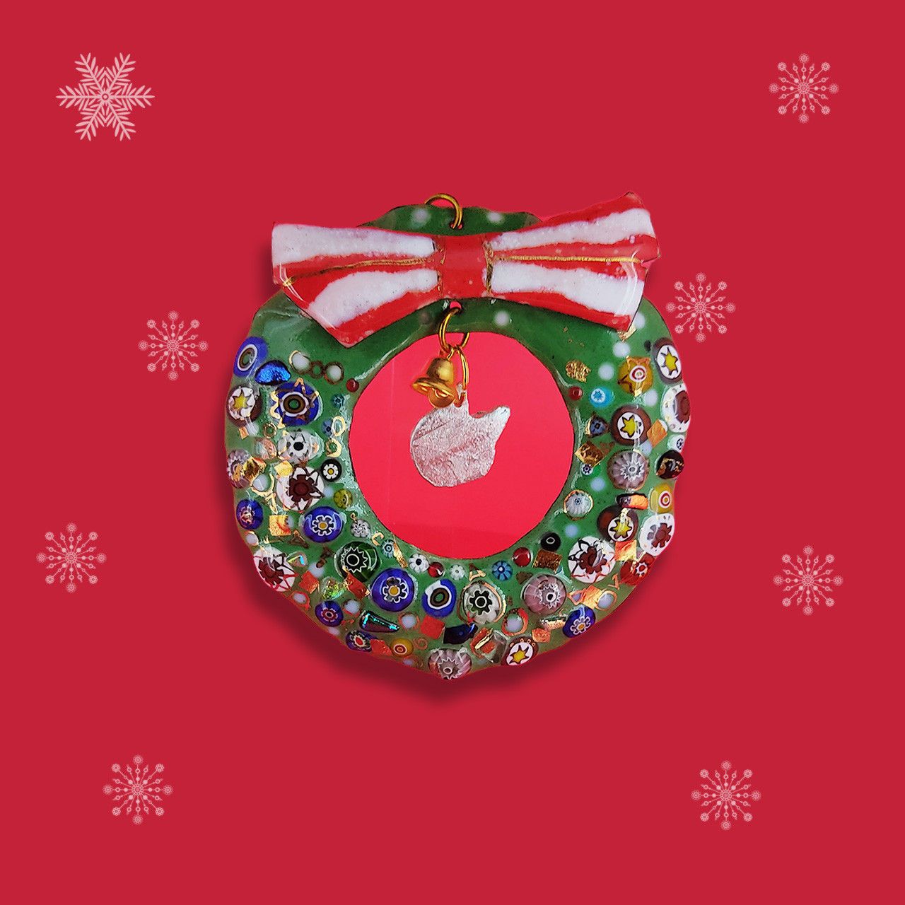 七宝焼　壁掛け用　クリスマスリース