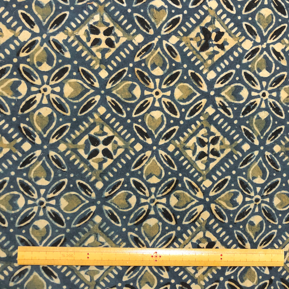 【50cm單位】Ajrak F Blue① 印度手工塊印花布料棉 第6張的照片