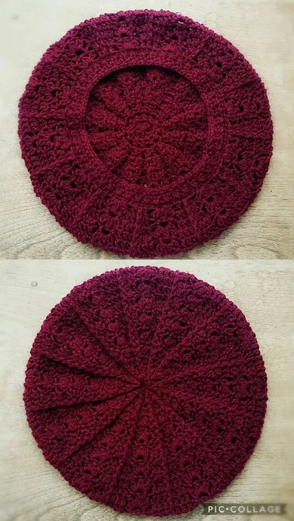 手編み　ベレー帽　（ボルドー） 3枚目の画像