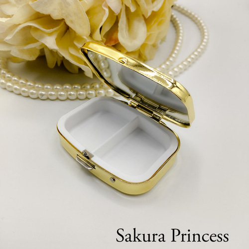 【りくると＠】ハンドメイドお守りピルケース2品 受注製作】手のひらサイズ おくすりがま口 りす どんぐり