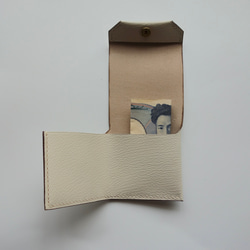 コインケース　アクセサリーケース　フランスレザー　アルランシュリー  オフホワイト　真鍮ホック 10枚目の画像