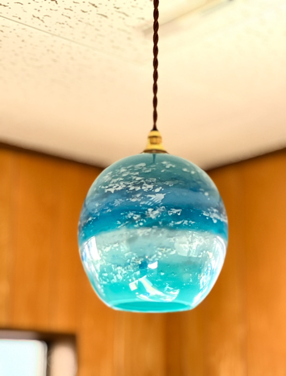 ガラス作家　卓上ランプ　ライト　吹きガラス　金彩　1点もの　作家物 ガラス作家卓上ランプライト吹きガラス金彩1点もの作家物