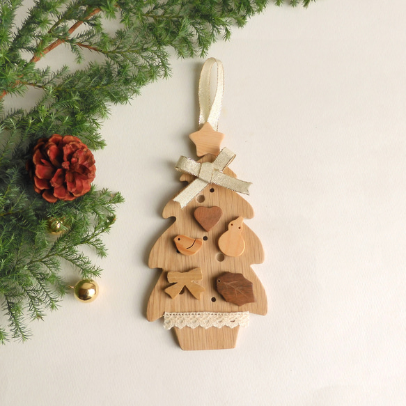 ツリーの壁掛けB （木・ウッドクラフト） christmas wall hanging