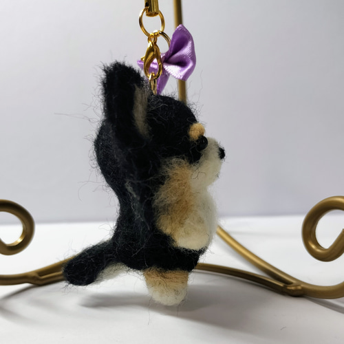 羊毛フェルト チワワチョコタン チワワブラックタンホワイト ちびわん