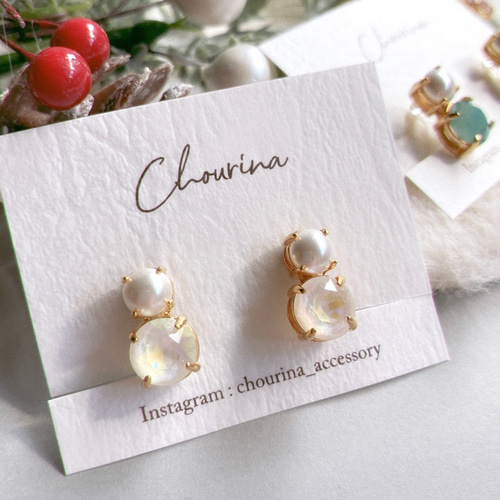 SnowMan Crystal イヤリング／イヤリング 雪だるま サージカル