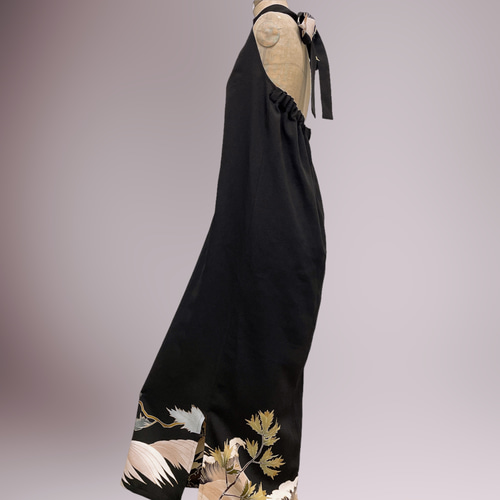 留袖 上質 ホルターワンピ 着物リメイク パーティーワンピ 和柄 演奏会  