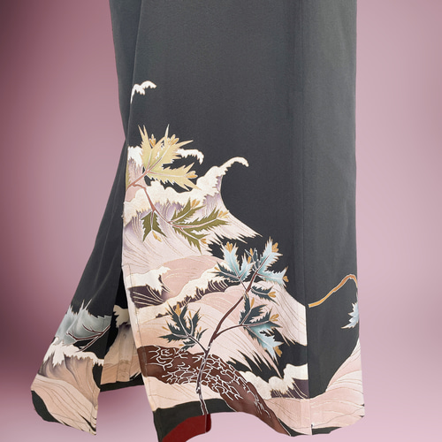 留袖 上質 ホルターワンピ 着物リメイク パーティーワンピ 和柄 演奏会  