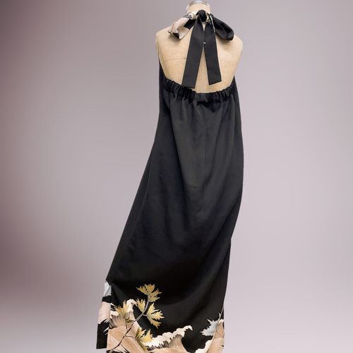 留袖 上質 ホルターワンピ 着物リメイク パーティーワンピ 和柄 演奏会  