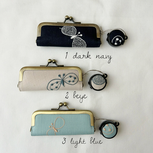 ミナペルホネンちょうちょ柄！！印鑑ケースmini朱肉付き♡ がま口 rico