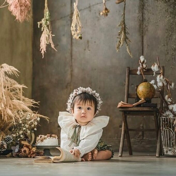 7色生地／4色リボン【 リボンのフリル付け襟スタイ 】スタイ