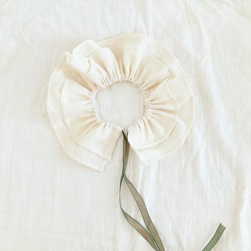 7色生地／4色リボン【 リボンのフリル付け襟スタイ 】スタイ