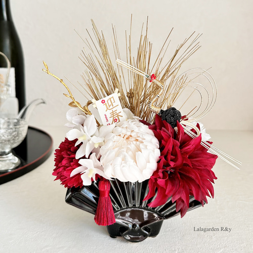 新春 和モダン 華やか お正月飾り 水引鶴 アーティフィシャルフラワー