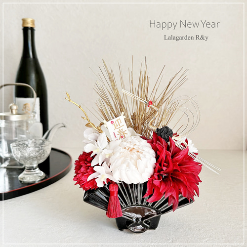 新春 和モダン 華やか お正月飾り 水引鶴 アーティフィシャルフラワー