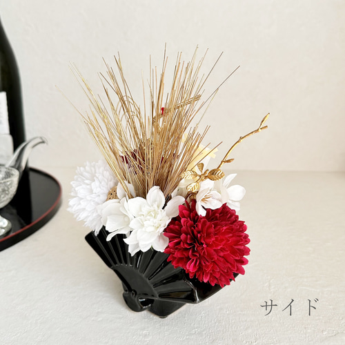 新春 和モダン 華やか お正月飾り 水引鶴 アーティフィシャルフラワー