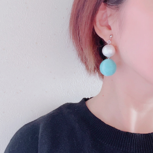 即納送料無料☆軽いイヤリング☆イエベ☆スプリングさん☆ブルー 