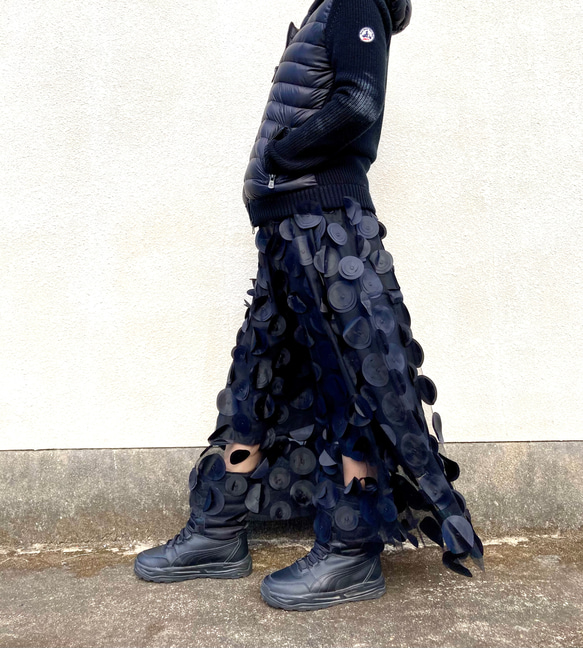 ⭐️inahomayu⭐️極上ドットスカート　個性的チュールスカート　ウエストゴム　春夏秋冬　個性的 1枚目の画像