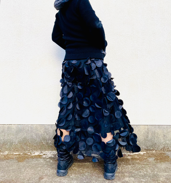 ⭐️inahomayu⭐️極上ドットスカート　個性的チュールスカート　ウエストゴム　春夏秋冬　個性的 5枚目の画像
