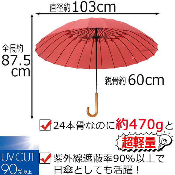 mabu  江戸 24本骨 長傘 レディース メンズ プレゼント 軽い 超軽量 ブランド 5枚目の画像