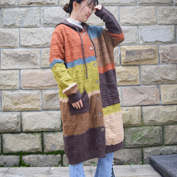 ニットカーディガン アウター 秋冬コート オーバーサイズ ロング