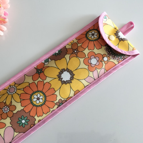 ループ付き♪23桁用そろばんケース♪レトロフラワー 昭和レトロ 花柄